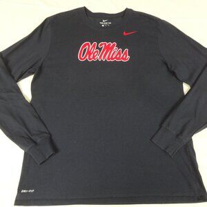 Nike Navy Long Sleeve Ole Miss Dri-FIT Shirt with Red Logo